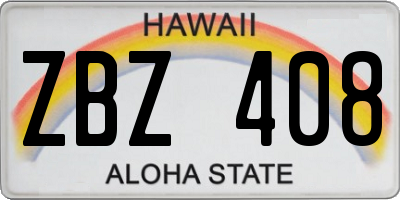 HI license plate ZBZ408