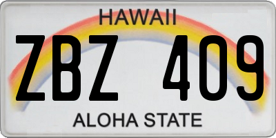 HI license plate ZBZ409