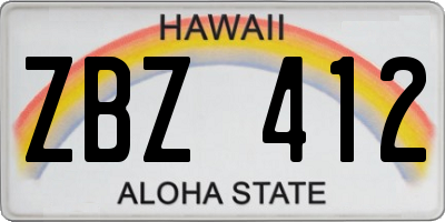 HI license plate ZBZ412