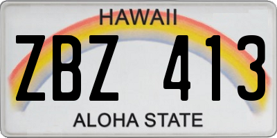HI license plate ZBZ413