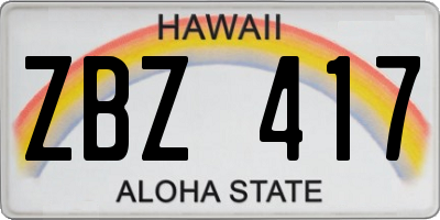 HI license plate ZBZ417