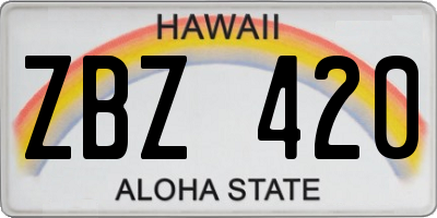 HI license plate ZBZ420