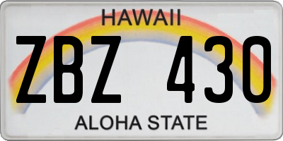 HI license plate ZBZ430