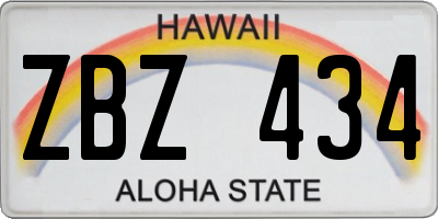 HI license plate ZBZ434