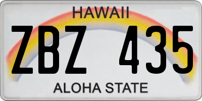 HI license plate ZBZ435