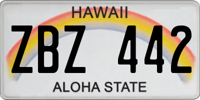 HI license plate ZBZ442