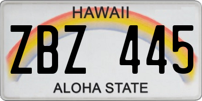 HI license plate ZBZ445
