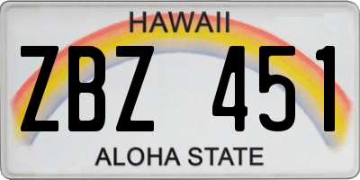 HI license plate ZBZ451