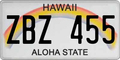HI license plate ZBZ455