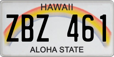 HI license plate ZBZ461