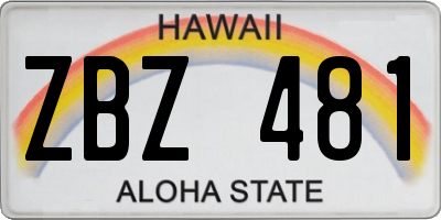 HI license plate ZBZ481