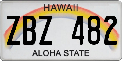 HI license plate ZBZ482
