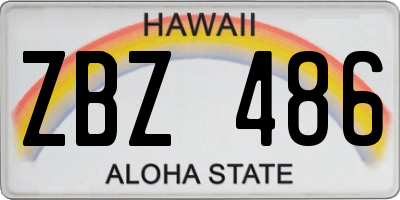HI license plate ZBZ486