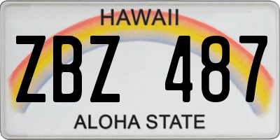HI license plate ZBZ487