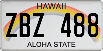 HI license plate ZBZ488