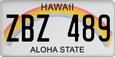 HI license plate ZBZ489