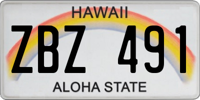 HI license plate ZBZ491