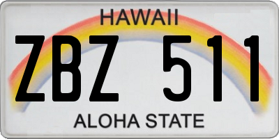 HI license plate ZBZ511