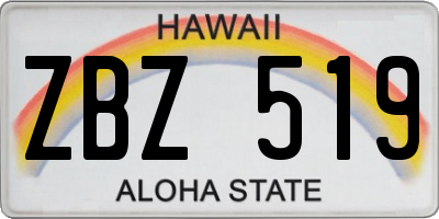 HI license plate ZBZ519