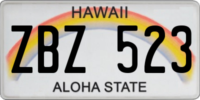 HI license plate ZBZ523