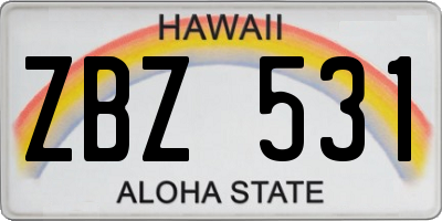 HI license plate ZBZ531