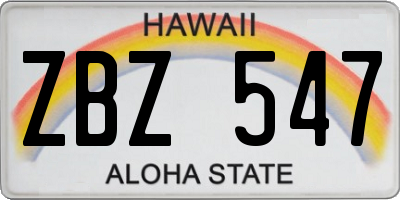HI license plate ZBZ547