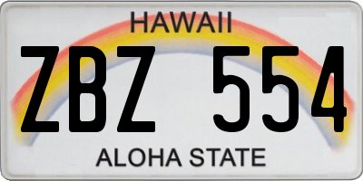 HI license plate ZBZ554