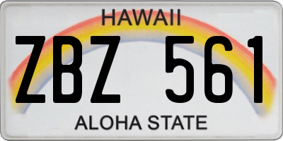 HI license plate ZBZ561