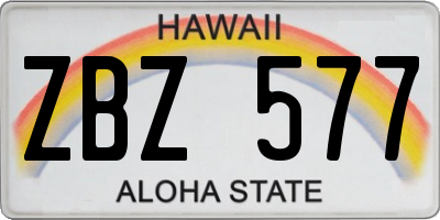 HI license plate ZBZ577