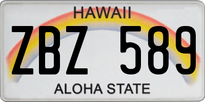 HI license plate ZBZ589