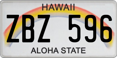HI license plate ZBZ596