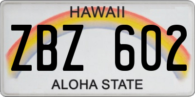HI license plate ZBZ602