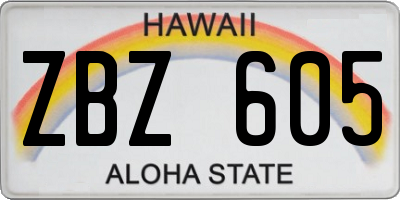 HI license plate ZBZ605