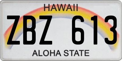 HI license plate ZBZ613