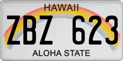 HI license plate ZBZ623