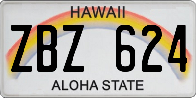 HI license plate ZBZ624