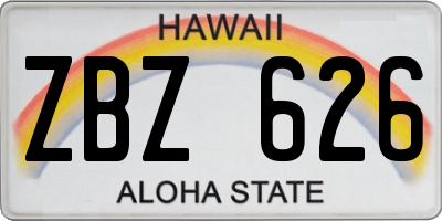 HI license plate ZBZ626