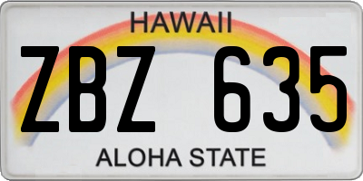 HI license plate ZBZ635