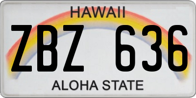 HI license plate ZBZ636