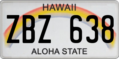 HI license plate ZBZ638