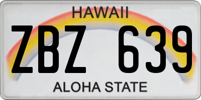 HI license plate ZBZ639