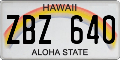 HI license plate ZBZ640