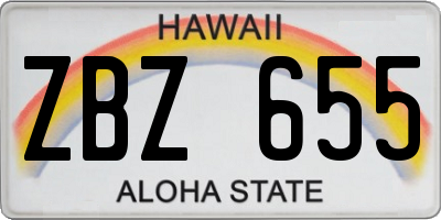 HI license plate ZBZ655