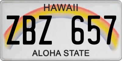 HI license plate ZBZ657