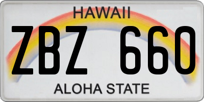 HI license plate ZBZ660