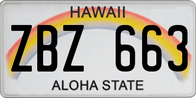 HI license plate ZBZ663