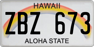 HI license plate ZBZ673