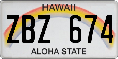 HI license plate ZBZ674
