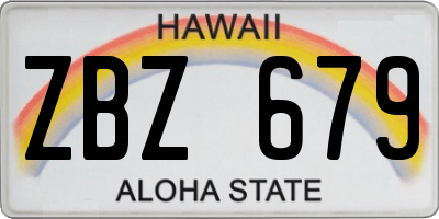 HI license plate ZBZ679