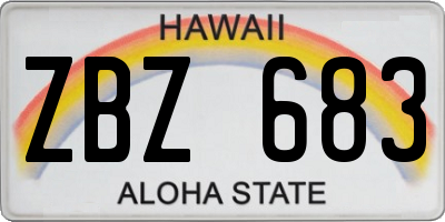 HI license plate ZBZ683